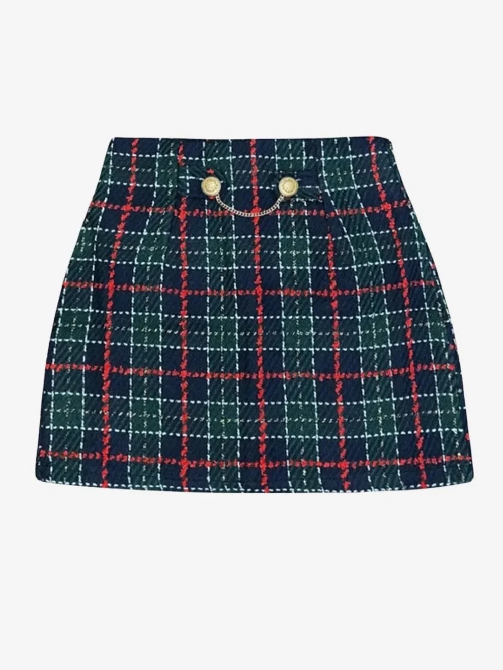 Zara Blue Green Red Tartan Plaid Knit Mini Skirt Size Large